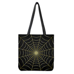 Yellow Cobweb Print Tote Bag