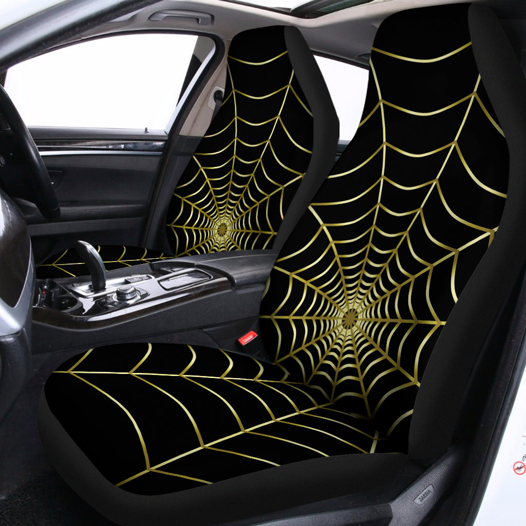 Yellow Cobweb Print Universal Fit Car Seat Covers