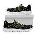 Yellow Cobweb Print White Running Shoes