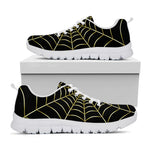 Yellow Cobweb Print White Sneakers