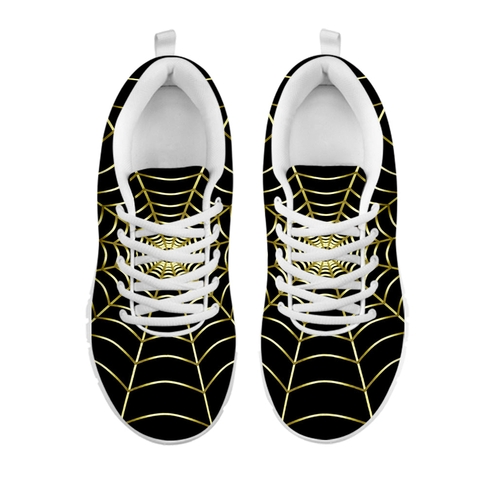 Yellow Cobweb Print White Sneakers