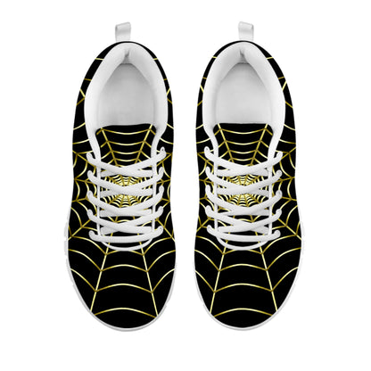 Yellow Cobweb Print White Sneakers