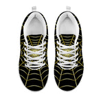 Yellow Cobweb Print White Sneakers