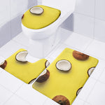 Yellow Coconut Pattern Print 3 Piece Bath Mat Set