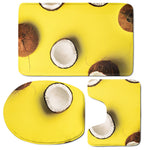 Yellow Coconut Pattern Print 3 Piece Bath Mat Set