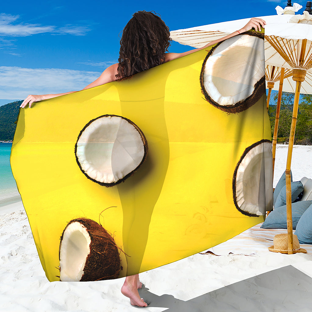 Yellow Coconut Pattern Print Beach Sarong Wrap
