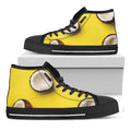 Yellow Coconut Pattern Print Black High Top Sneakers
