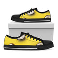Yellow Coconut Pattern Print Black Low Top Sneakers