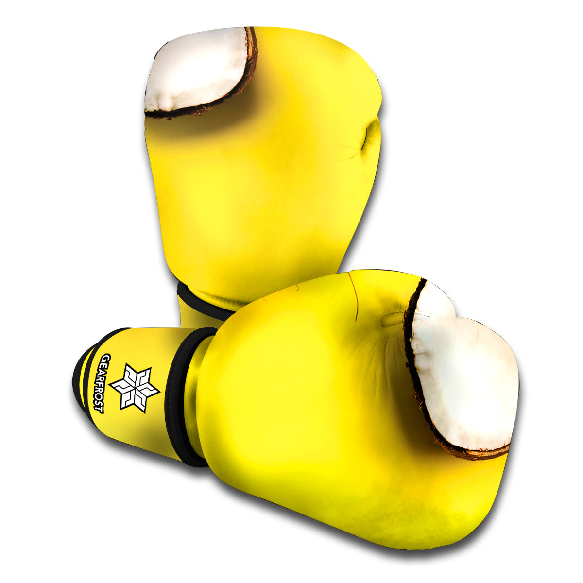 Yellow Coconut Pattern Print Boxing Gloves