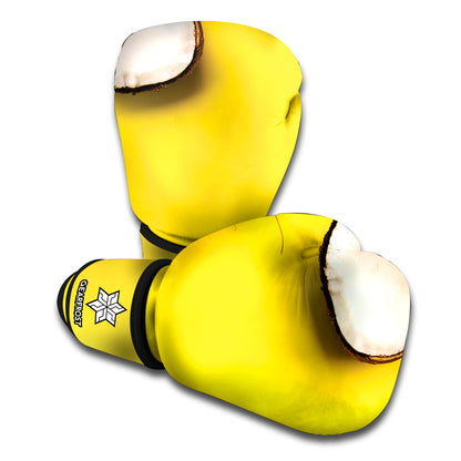 Yellow Coconut Pattern Print Boxing Gloves