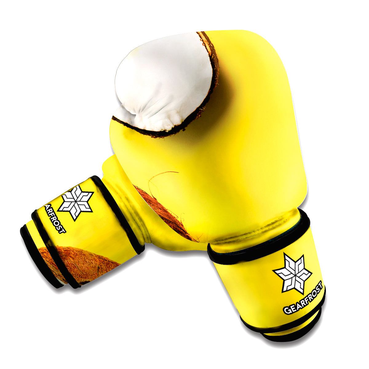 Yellow Coconut Pattern Print Boxing Gloves