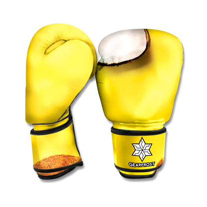 Yellow Coconut Pattern Print Boxing Gloves