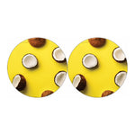 Yellow Coconut Pattern Print Car Coasters