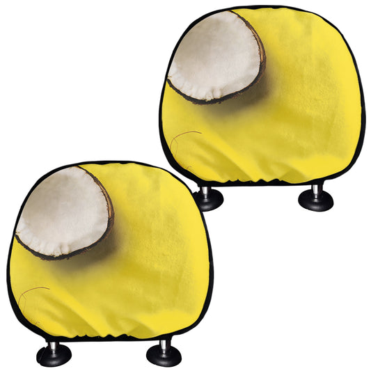 Yellow Coconut Pattern Print Car Headrest Covers