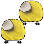 Yellow Coconut Pattern Print Car Headrest Covers
