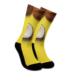 Yellow Coconut Pattern Print Crew Socks