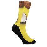 Yellow Coconut Pattern Print Crew Socks