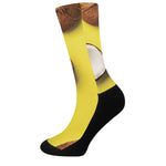 Yellow Coconut Pattern Print Crew Socks