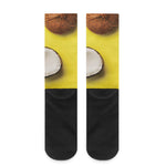 Yellow Coconut Pattern Print Crew Socks