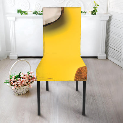 Yellow Coconut Pattern Print Dining Chair Slipcover