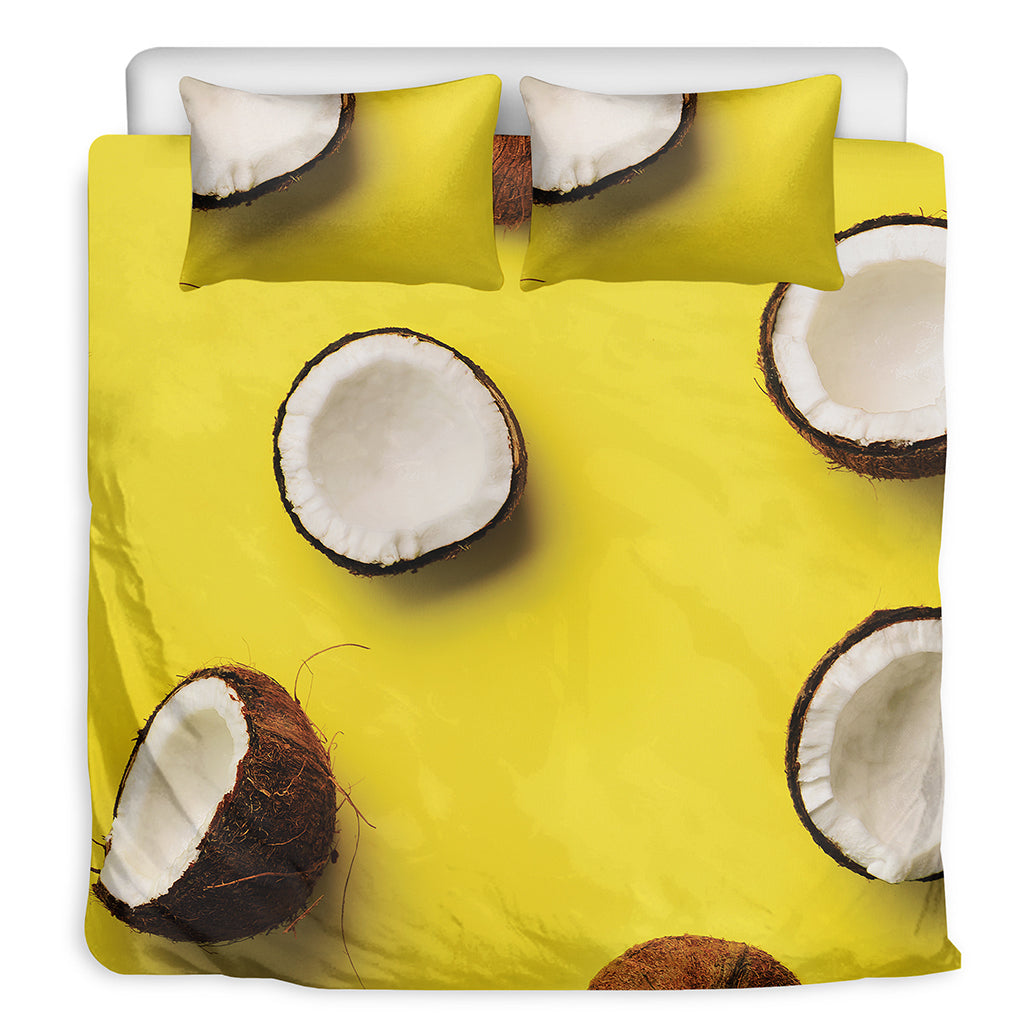 Yellow Coconut Pattern Print Duvet Cover Bedding Set