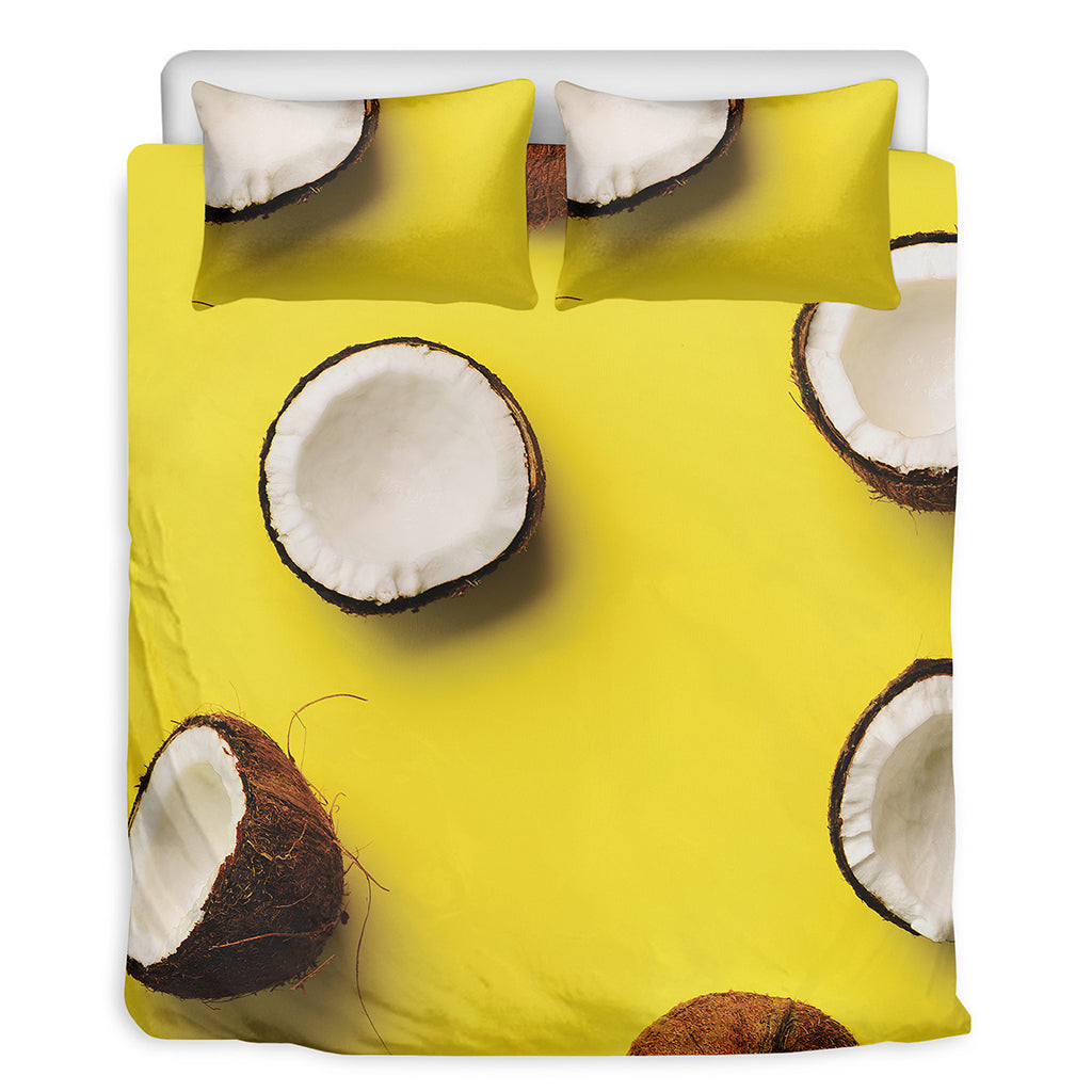 Yellow Coconut Pattern Print Duvet Cover Bedding Set