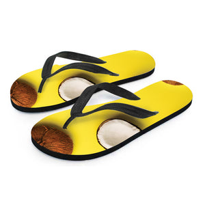 Yellow Coconut Pattern Print Flip Flops