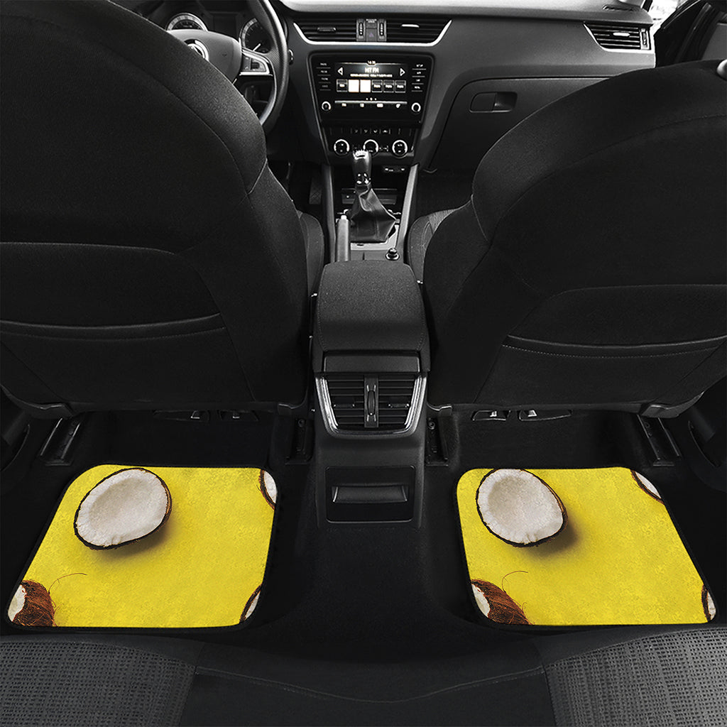 Yellow Coconut Pattern Print Front and Back Car Floor Mats