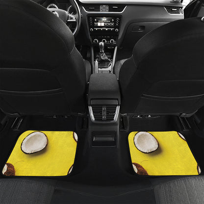 Yellow Coconut Pattern Print Front and Back Car Floor Mats