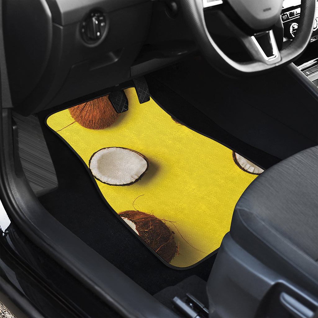 Yellow Coconut Pattern Print Front and Back Car Floor Mats