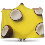 Yellow Coconut Pattern Print Hooded Blanket