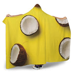 Yellow Coconut Pattern Print Hooded Blanket