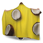 Yellow Coconut Pattern Print Hooded Blanket