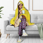 Yellow Coconut Pattern Print Hooded Blanket