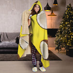 Yellow Coconut Pattern Print Hooded Blanket