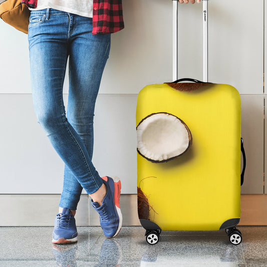 Yellow Coconut Pattern Print Luggage Cover