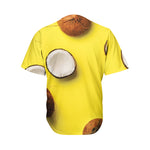 Yellow Coconut Pattern Print Men's Baseball Jersey