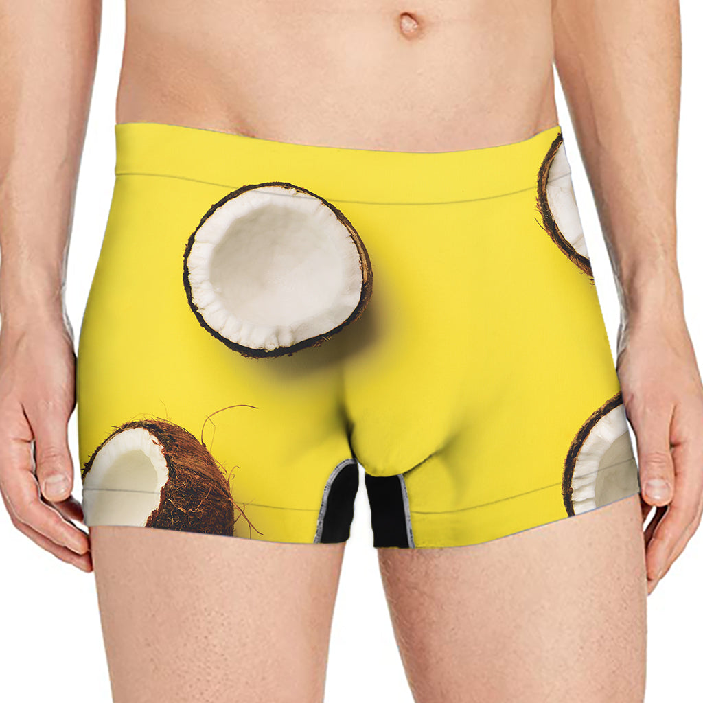 Yellow Coconut Pattern Print Men's Boxer Briefs