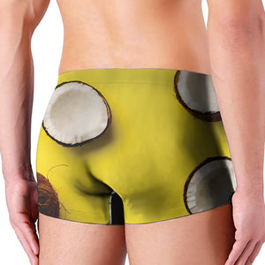 Yellow Coconut Pattern Print Men's Boxer Briefs