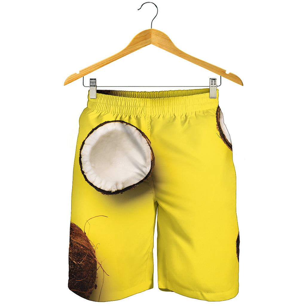 Yellow Coconut Pattern Print Men's Shorts