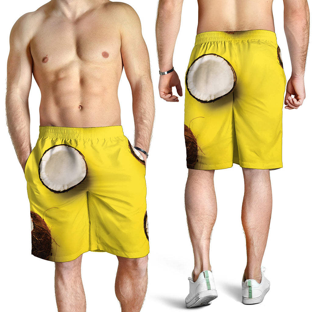 Yellow Coconut Pattern Print Men's Shorts