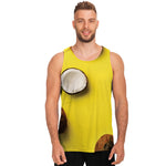 Yellow Coconut Pattern Print Men's Tank Top