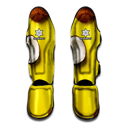 Yellow Coconut Pattern Print Muay Thai Shin Guard