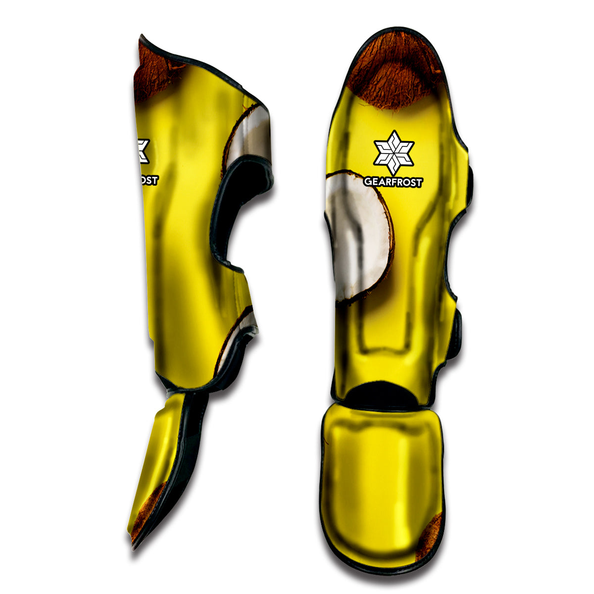 Yellow Coconut Pattern Print Muay Thai Shin Guard
