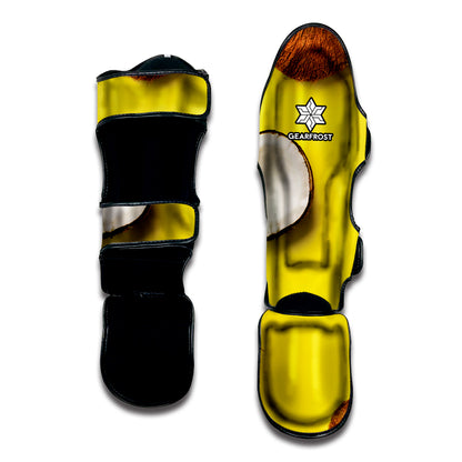 Yellow Coconut Pattern Print Muay Thai Shin Guard