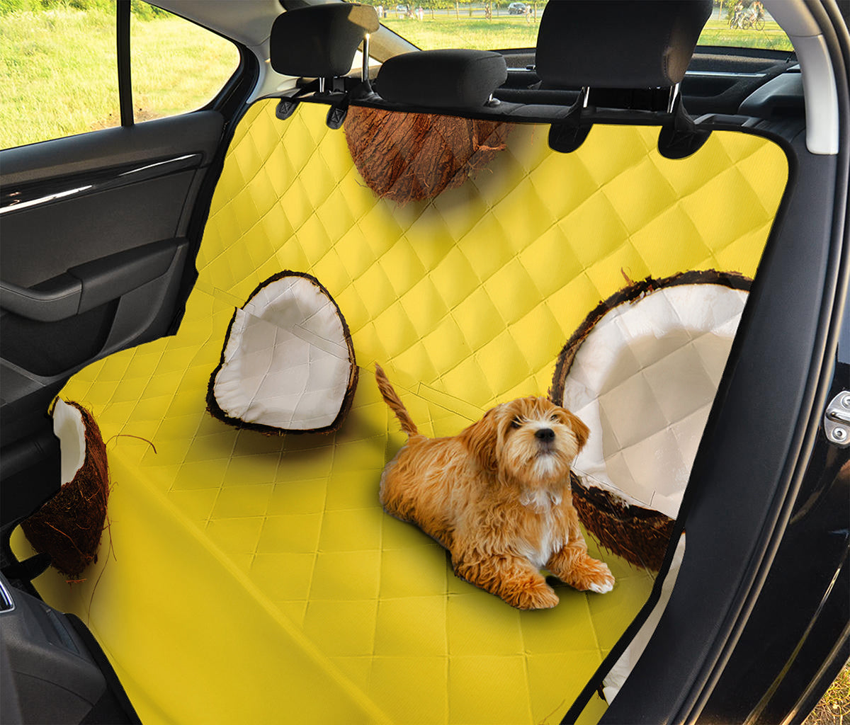 Yellow Coconut Pattern Print Pet Car Back Seat Cover