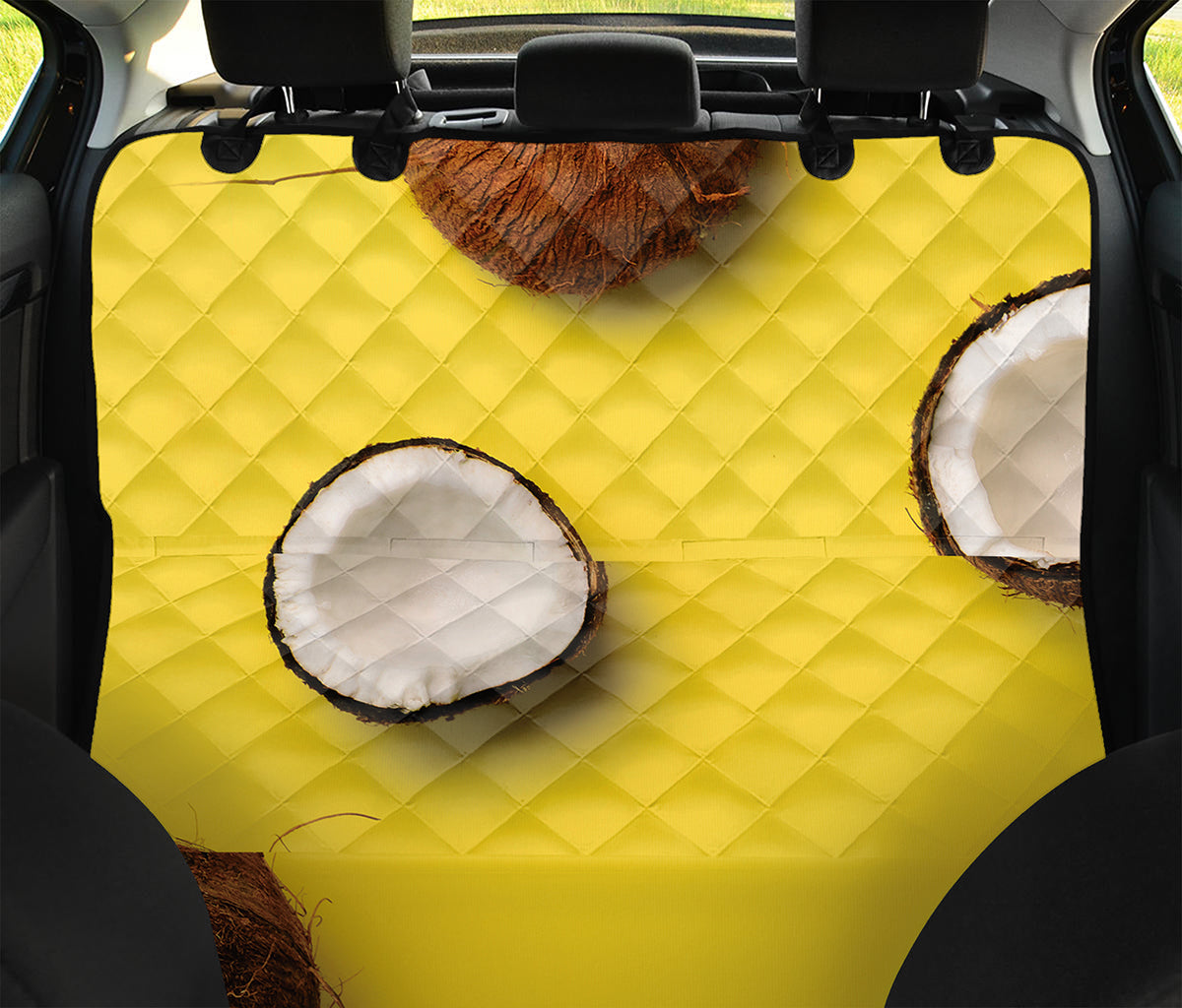 Yellow Coconut Pattern Print Pet Car Back Seat Cover