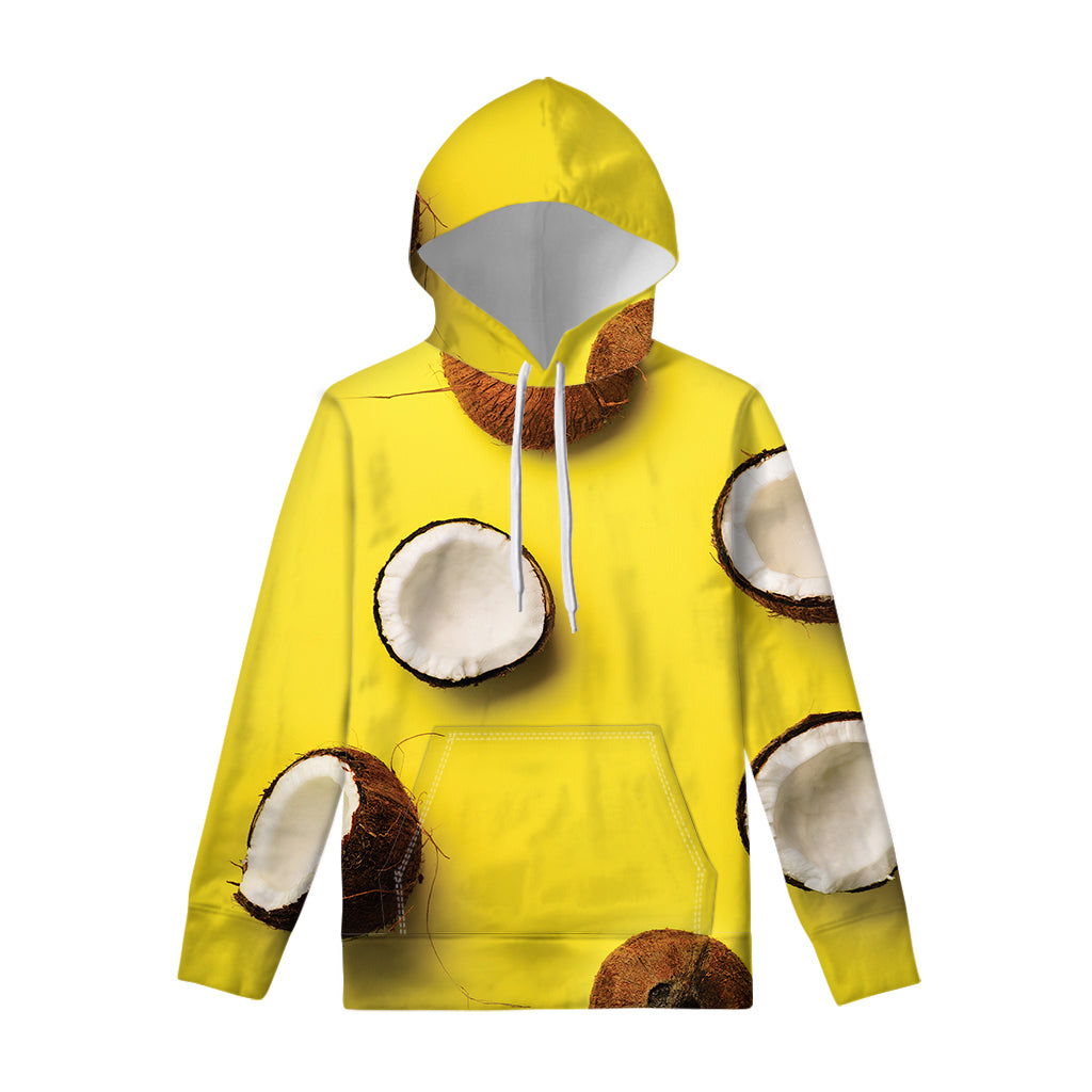 Yellow Coconut Pattern Print Pullover Hoodie