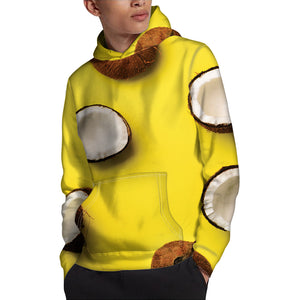 Yellow Coconut Pattern Print Pullover Hoodie