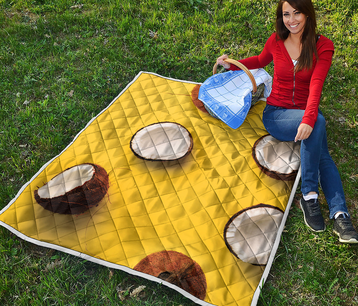 Yellow Coconut Pattern Print Quilt